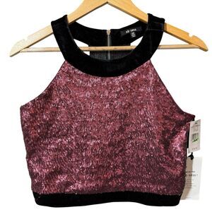 Ob.sess Isabela‎ Moner Sequin Halter Crop Top Size 16 Burgundy Style 5189450